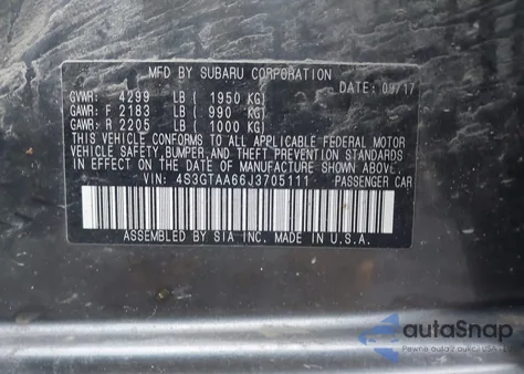 2018 Subaru Impreza 2.0I from USA, damaged, VIN 4S3GTAA66J3705111
